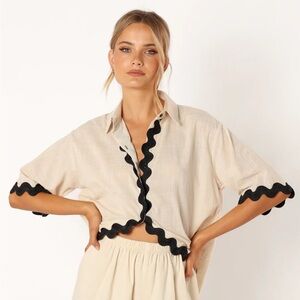 Petal and Pup Cream and Black Two-Piece Set